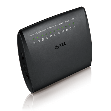 ZYXEL ADSL2+ Wi-Fi маршрутизатор VMG5313-B10B, 1xWAN RJ-11, Annex A, 802.11n (2,4 ГГц) до 300 Мбит/сек, 4xLAN FE, 2xFXS, 1xUSB2.0 (поддержка 3G/4G модемов)
