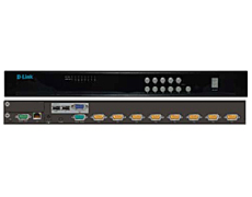 D-Link DKVM-IP8/T1C, 8-port KVM over IP Switch with VGA and USB ports.Remote control up to 8 of server over LAN or Internet, 1 x 10/100Base-TX port, 1 x RS232 port, 2 x USB 2.0 A type port for connec