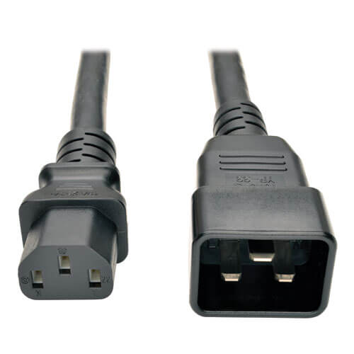 Компьютерный кабель питания повышенной мощности с разъемами C20 и C13: 15 А; 100-250 В; 14 AWG; длина 2,1 м; цвет черный