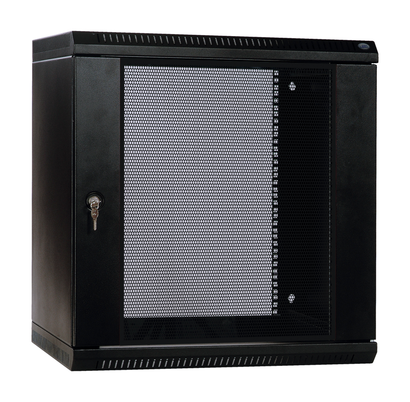 Шкаф телекоммуникационный настенный разборный 15U (600х650) дверь перфорированная, цвет черный