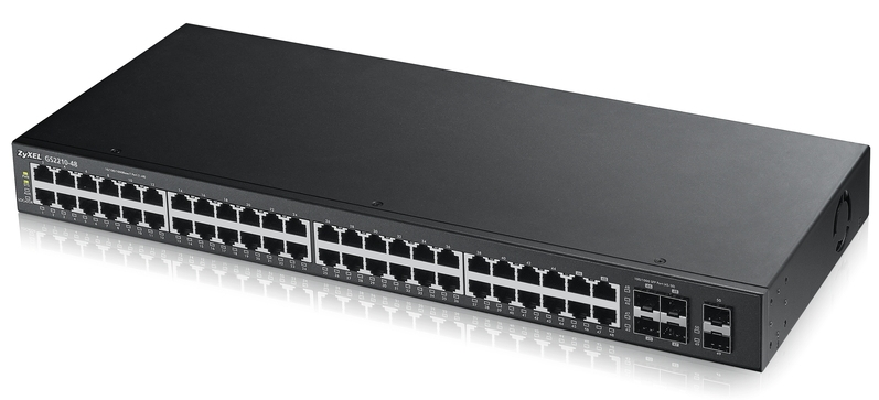 Zyxel GS2210-48 Управляемый коммутатор L2 Gigabit Ethernet с 48 разъемами RJ-45 из которых 4 совмещены с SFP-слотами и 2 дополнительными SFP-слотами'
