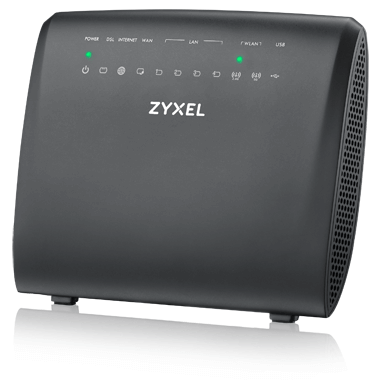 ZYXEL ADSL2+ Wi-Fi маршрутизатор VMG3925-B10B, 2xWAN (GE RJ-45 и RJ-11), Annex A, 802.11a/b/g/n/ac (2,4 + 5 ГГц) до 300+1300 Мбит/сек, 4xLAN GE, 1xUSB2.0 (поддержка 3G/4G модемов)