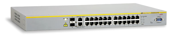 Allied Telesis 24  Port Fast Ethernet PoE WebSmart Switch with 4 uplink ports (2  x 10/100/1000T and  2 x SFP-10/100/1000T Combo ports)