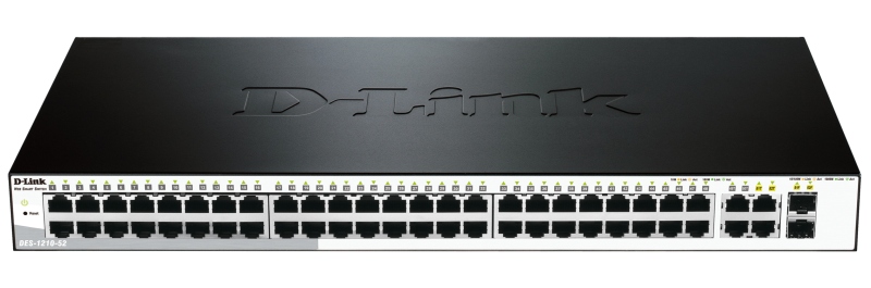 D-Link DES-1210-52/C1A, WEB Smart III Switch with 48 ports 10/100Mbps and 2 ports 10/100/1000Mbps and 2 Combo 10/100/1000BASE-T/SFP