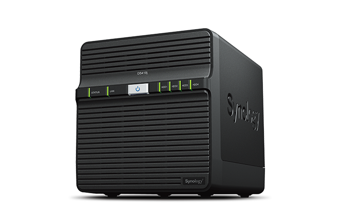 Synology  DS418j 1,4GhzCPU/1GB/RAID0,1,10,5,6,10/up to 4HDDs SATA(3,5' ')/2xUSB/1GigEth/iSCSI/2xIPcam(upto 16)/1xPS repl DS416J