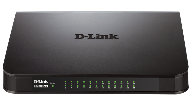 D-Link DES-1024A/E1B, 24-port UTP 10/100Mbps Auto-sensing, Stand-alone, Unmanaged