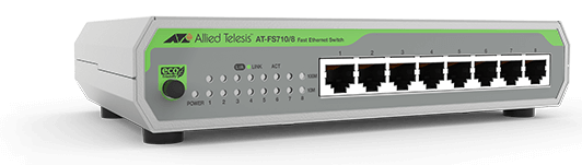 Allied Telesis 8-port 10/100TX unmanaged switch with internal PSU, EU Power Cord