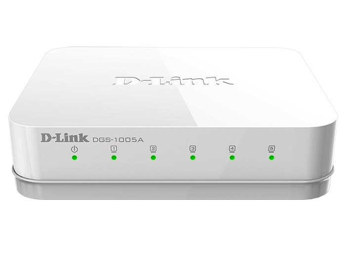 D-Link DGS-1005A/D1A, L2 Unmanaged Switch with 5 10/100/1000Base-T ports. 2K Mac address, Auto-sensing, 802.3x Flow Control, Stand-alone, Auto MDI/MDI-X for each port, Plastic case. Manual + External
