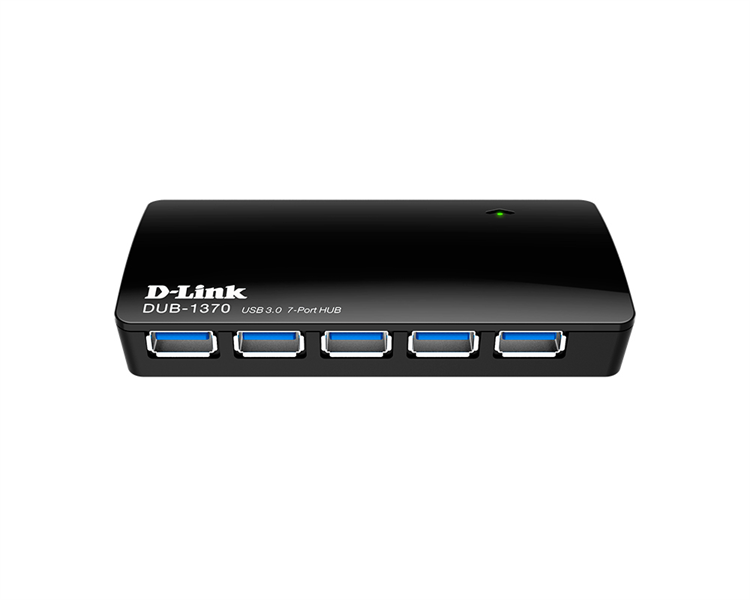 D-Link DUB-1370/A1A, 7-port USB 3.0 Hub.7 downstream USB type A (female) ports, 1 upstream USB type Micro-B (female) port, plug and play, support Mac OS, Windows XP/Vista/7/8/10, Linux, support USB 1