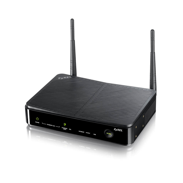 Zyxel SBG3300-N, 1xWAN GE, 1xRJ11 ADSL2+/VDSL2 (Annex A) и mobile USB, 4xLAN GE, 802.11n (2,4 ГГц) до 300 Мбит/сек, 2 съемные антенны, 2xUSB2.0, VPN туннели (20/35)