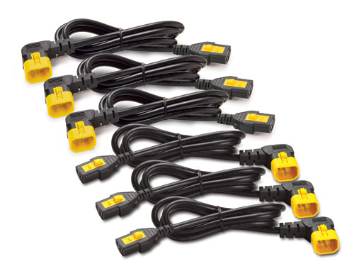 Power Cord Kit (6 ps), Locking, IEC 320 C13 to IEC 320 C14 (90 Degree), 10A, 208/230V, 1.2m, 3 Left + 3 Right (repl. AP8704R)