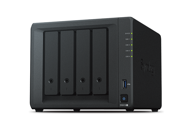 Synology QC1,5GhzCPU/4Gb(upto8)/RAID0,1,10,5,6/up to 4hot plug HDDs SATA(3,5' or 2,5')(up to 9 with DX517)/2xUSB3.0/2GigEth/iSCSI/2xIPcam(up to 40)/1xPS/3YW(repl DS916+)