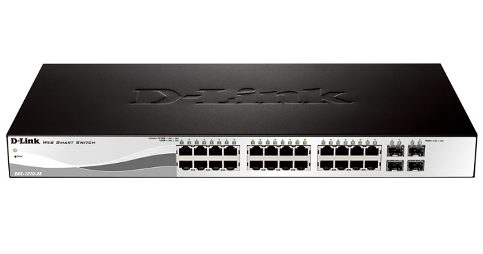 D-Link DGS-1210-28/F1A, L2 Smart Switch with 24 10/100/1000Base-T ports and 4 1000Base-X SFP ports.16K Mac address, 802.3x Flow Control, 4K of 802.1Q VLAN, 802.1p Priority Queues, ACL, IGMP Snooping,