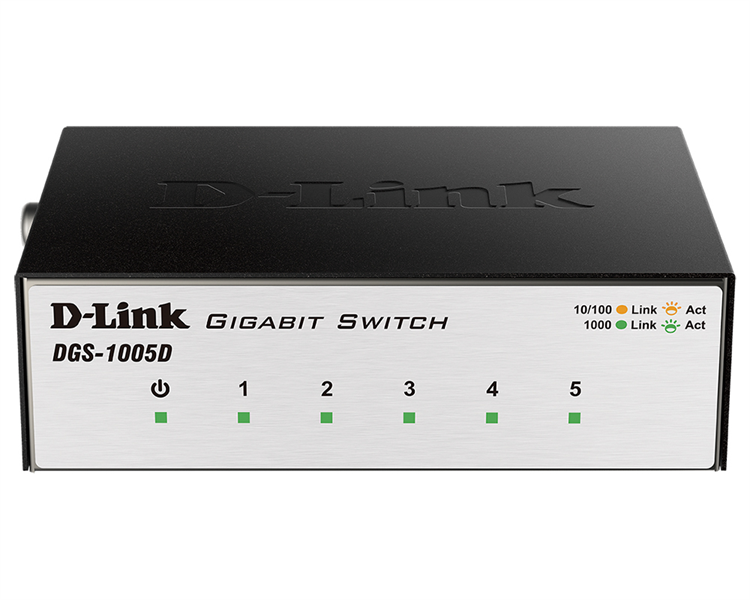 D-Link DGS-1005D/I3A, L2 Unmanaged Switch with 5 10/100/1000Base-T ports.2K Mac address, Auto-sensing, 802.3x Flow Control, Stand-alone, Auto MDI/MDI-X for each port, D-link Green technology, Metal c