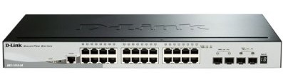 D-Link DGS-1510-28XMP/ME/A1A, L2 Managed Switch with 24 10/100/1000Base-T ports and 4 10GBase-X SFP+ ports ( 24 PoE ports 802.3af/802.3at (30 W), PoE Budget 370W).16K Mac address, 802.3x Flow Control