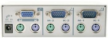 Переключатель KVM 1 консоль, 2 порта