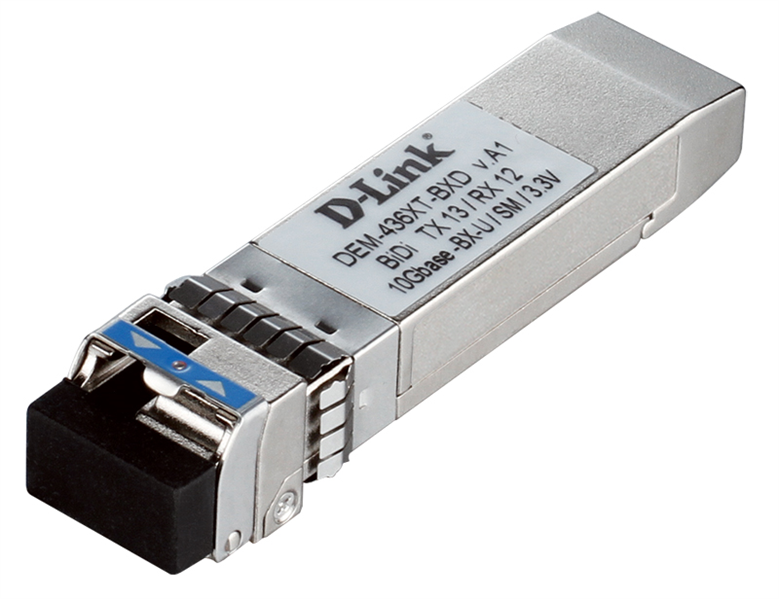 D-Link 436XT-BXD/40KM/A1A, WDM SFP+ Transceiver with 1 10GBase-LR port.Up to 20km, single-mode Fiber, Simplex LC connector, Transmitting and Receiving wavelength: TX-1330nm,RX-1270nm, 3.3V power.