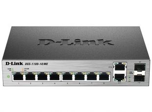 D-Link DGS-1100-10/ME/A1A, 8-Port 10/100/1000Base-T ports + 2 combo 100/1000Base-T/SFP ports Metro Ethernet Switch