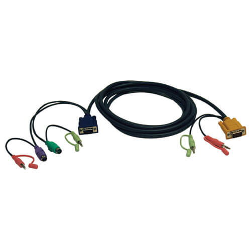 Комплект кабелей длиной 3 м с комбинированными разъемами VGA/PS2/аудио для КВМ-переключателя B006-VUA4-K-R