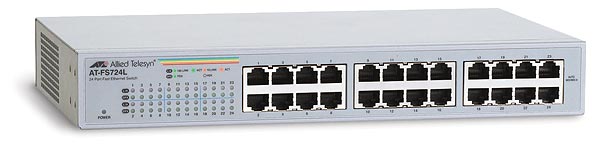 Allied Telesis 24x10/100TX, Layer 2 Switch Unmanaged, 19" rackmount hardware included