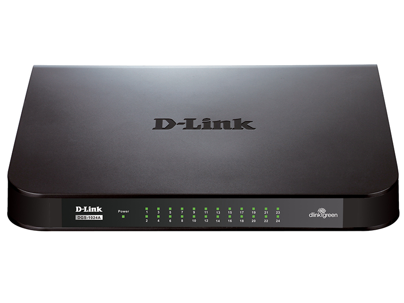 D-Link DGS-1024A/B1A, 24-port UTP 10/100/1000Mbps Auto-sensing, Stand-alone, Unmanaged