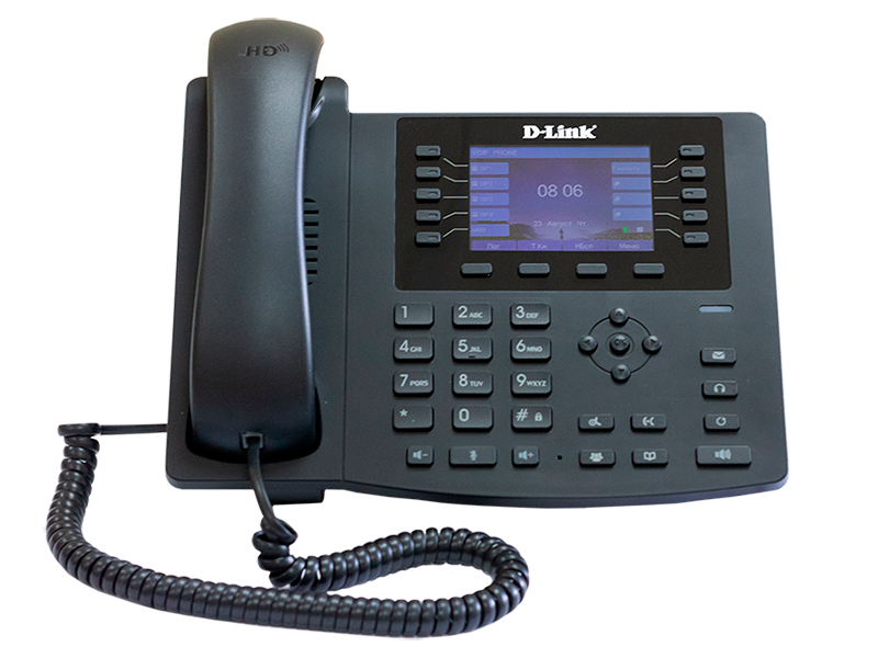 D-Link DPH-400GE/F2A, VoIP Phone with PoE support, 1 10/100/1000Base-T WAN port and 1 10/100/1000Base-T LAN port. Call Control Protocol SIP, Russian menu, 6 independent SIP line with backup proxy se