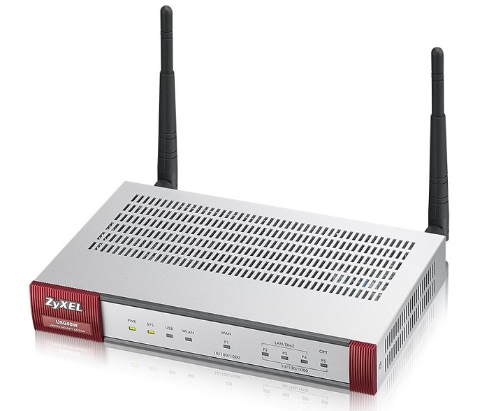 ZyXEL USG 40W      3x LAN/DMZ, 1x WAN, 1x OPT, Wi-Fi 802.11b/g/n