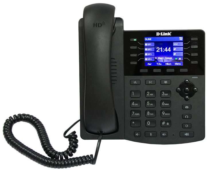 D-Link DPH-150SE/F5B, VoIP Phone with PoE support, 1 10/100Base-TX WAN port and 1 10/100Base-TX LAN port. Call Control Protocol SIP, Russian menu, 4 independent SIP line with backup proxy server, P2P