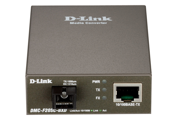 D-Link DMC-F20SC-BXD, Fast Ethernet Twisted-pair to Fast Ethernet Single-mode Fiber (20km, SC, TX 1550nm, RX 1310nm) Media Converter Module