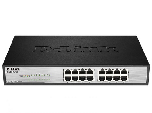D-Link DGS-1016C/A1A, 16-port UTP 10/100/1000Mbps Auto-sensing, Stand-alone, Unmanaged