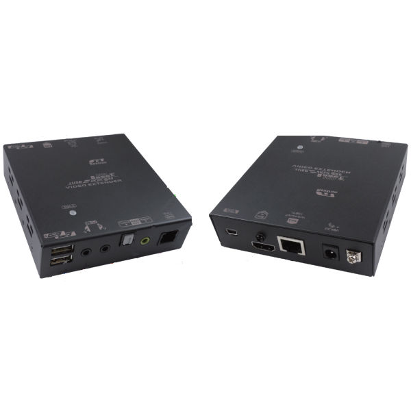Удлинитель KVM, 4K UHD HDBaseT (HDMI+IR+Аудио+USB2.0), по кабелю CAT6A, 1080p@100M , 4K@90М