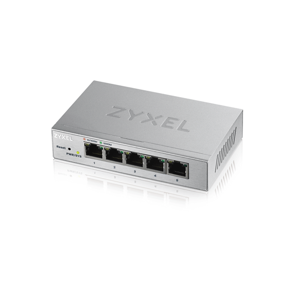 Zyxel Smart коммутатор GS1200-5, 5xGE, настольный, бесшумный, с поддержкой VLAN, IGMP, QoS и Link Aggregation