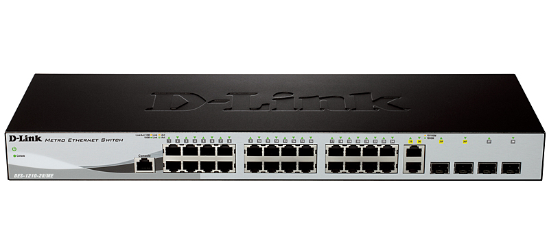 D-Link DES-1210-28/ME/B2A, WEB Smart III Switch with 24 10/100Base-TX + 2 Combo of 10/100/1000BASE-T/SFP + 2 SFP