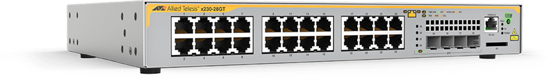 Allied Telesis L2+ managed switch, 24 x 10/100/1000Mbps, 4 x SFP uplink slots, 1 Fixed AC power supply EU Power Cord
