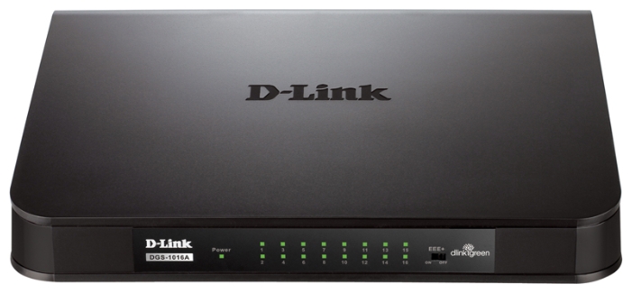 D-Link DGS-1016A/B1B, 16-port UTP 10/100/1000Mbps Auto-sensing, Stand-alone, Unmanaged