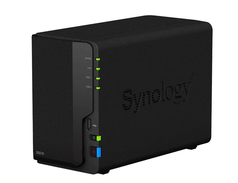 Synology  QC1,4GhzCPU/2GB DDR4/RAID0,1/up to 2hot plug HDDs SATA(3,5'')/2xUSB3.0,1xUSB2.0/1GigEth/iSCSI/2xIPcam(up to 20)/1xPS repl DS216