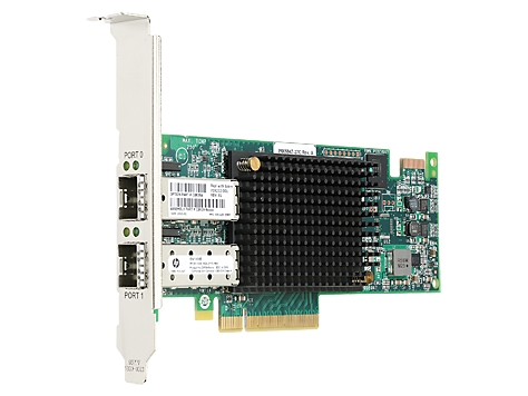 HPE SN1100E Dual Channel 16Gb FC Host Bus Adapter PCI-E 3.0 (LC Connector), incl. 2x16 Gbps SFP+, incl. h/h & f/h. Brckts, for Gen9 / 10