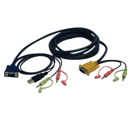 Комплект кабелей длиной 3 м с комбинированными разъемами VGA/USB/аудио для КВМ-переключателя B006-VUA4-K-R
