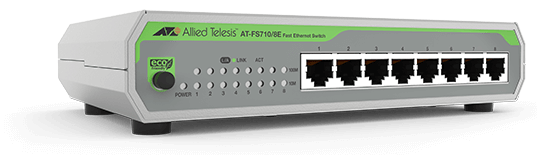 Allied Telesis 8-port 10/100TX unmanaged switch with external PSU, Multi-Region Adopter
